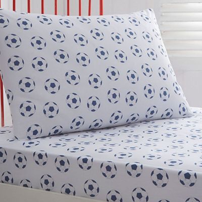 Kids' white 'Football' fitted sheet and pillow case set